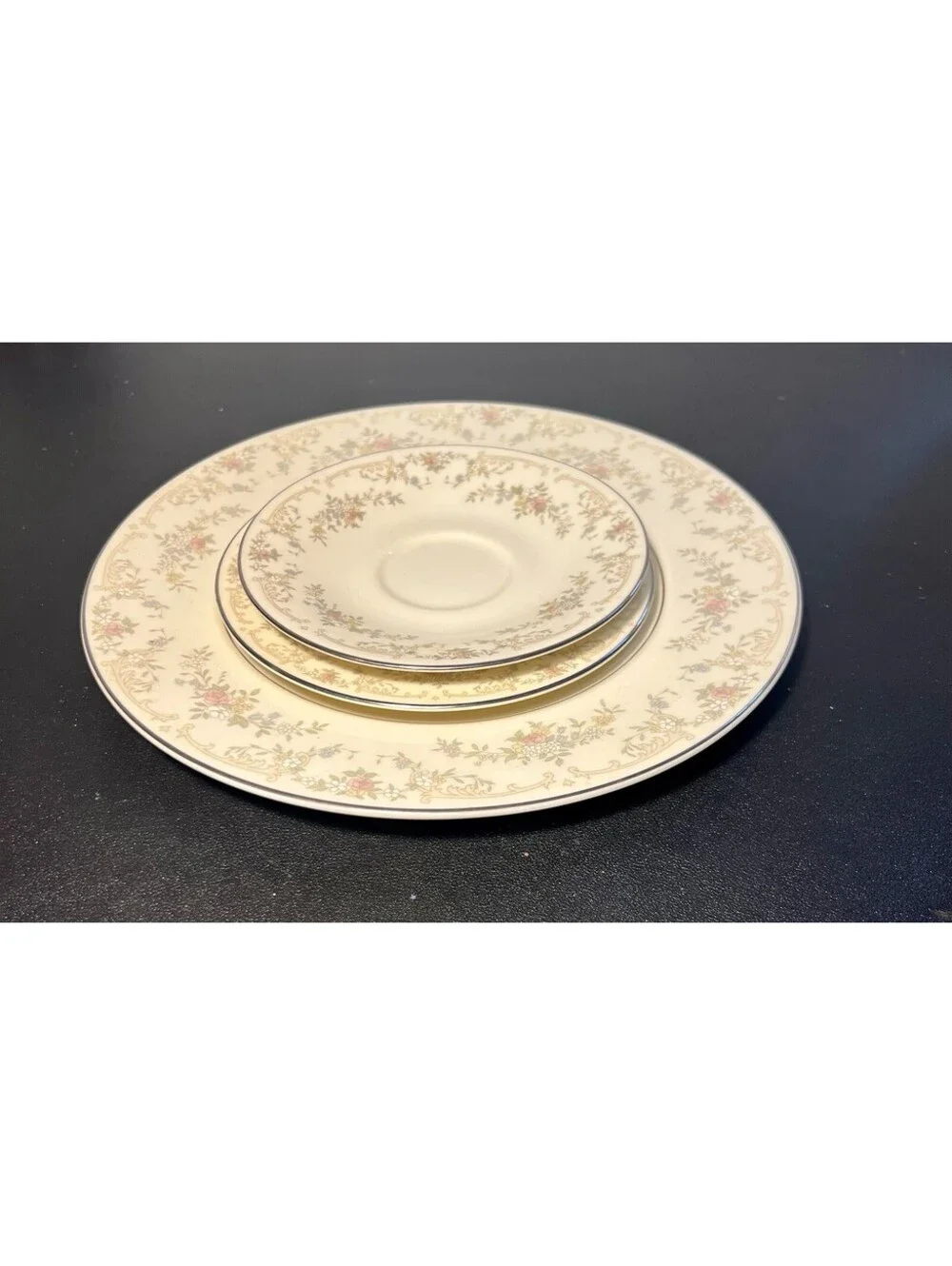 Royal Doulton 1980s 3 Piece Plate Setting Diana Romance Collection Bone China